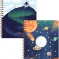 A5 Spiralli Karton Kapak 2’li Set Çizgili Okul Defteri 80 yaprak, Ders Programlı Galaksi 1