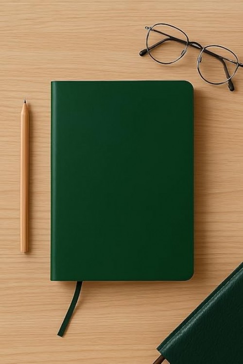 Fark Tanıtım Fark Tanıtım Çizgisiz Not Defteri, Yeşil Deri Kapaklı Defter, 128 Yaprak A5 Defter, Ofis ve Kırtasiye (14cm x 21 cm) 1