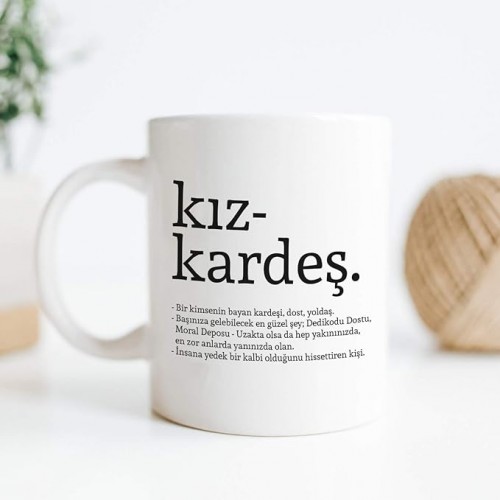 Hediyesepeti Kız Kardeş Kelime Anlamlı Baskılı Kupa Bardak Kahve Bardağı Kız Kardeşe Özel Tasarım Hediye 107226 2